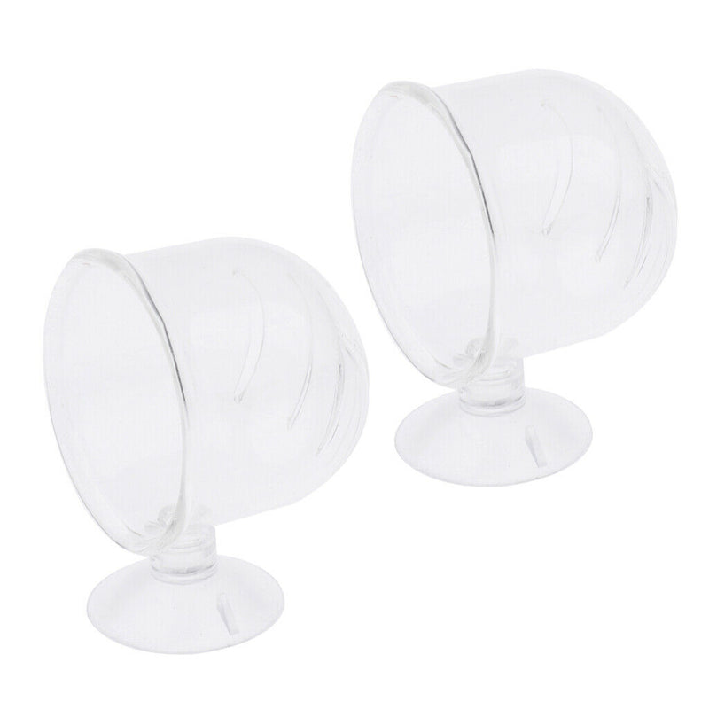 2x Glass Feeding Cup   Feeder Shrimp Red Worms Food for Aquarium Seam