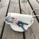 Straw Hats Girls Kids Sun Hats Summer Beach Hats Straw Woven Pocket Beige