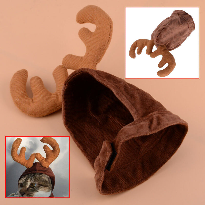 Adjustable Pet Dog Cat Reindeer Antler Hat Cap Hair Hoop Christmas Dress