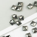 100x 10mm Pyramid Studs Dark Grey Spots Spikes Rivets Punk Goth Leather cr BVE