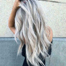 25'' Women Synthetic Long Wavy Wigs White Black Gray Wigs Hair BEST Fash Co Z3Z0