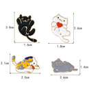 4 Pcs/Set Enamel Cartoon Animal Cat Brooch Pin Shirt Collar Pin Women Jewelr  TO