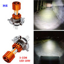 LED Motorcycle Bike Car H4 3 COB HI/Lo Beam Headlight Lamp Bulb Kit 2000LM 6000k