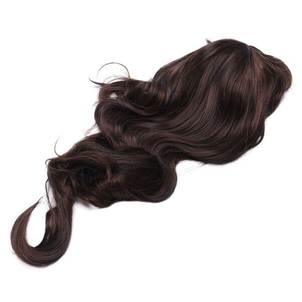 Womens Girls Fashion Wavy Curly Long Hair Human Full Wigs Light Brown R8N5