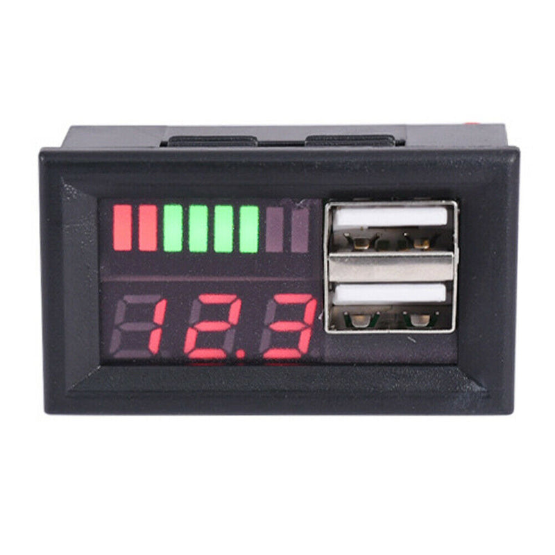 12V Voltage Battery Panel Digital Display Meter Car Voltmeter Durable Dual USB