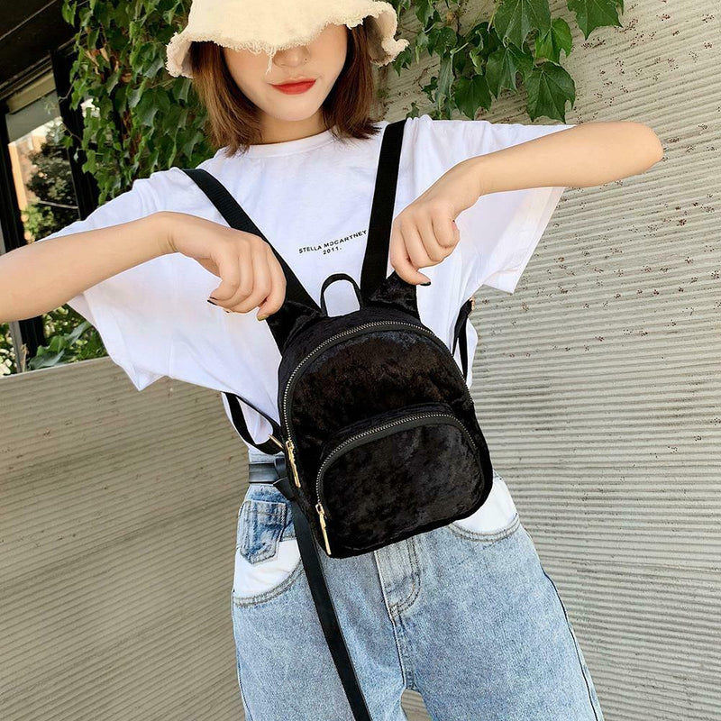3pcs/set Women Flannel Solid Color Fish Tail Backpacks Shoulder Bags Clutch