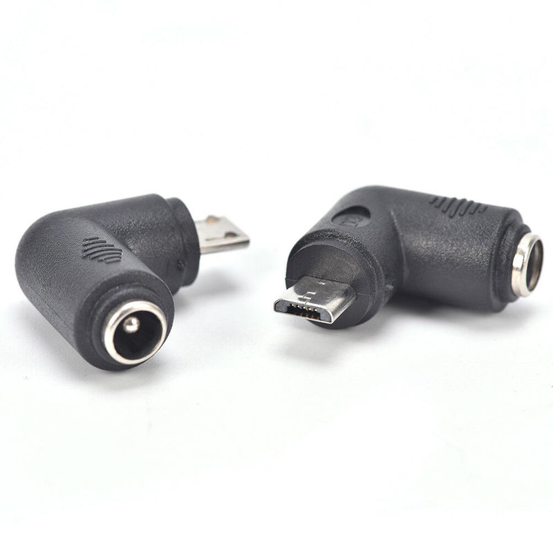 2PCS DC 5.5 x 2.1mm Female To Micro USB 5 Pin Male Right Angle Power Adapter  Z