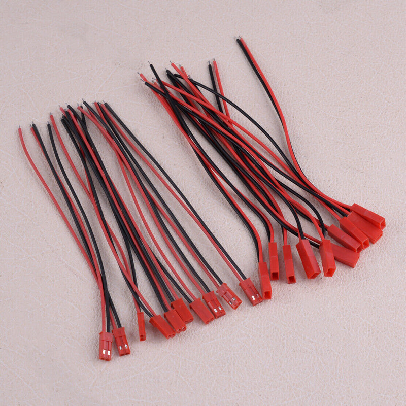 10Pair 30cm 2 Pin Male & Female JST Plug Socket Connector W/ Wire Cable Harness
