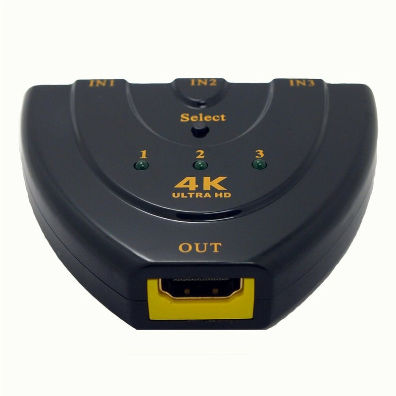 3-Port 4K HDMI Switcher Selector Splitter Hub For HDTV-DVD PS4 1080p