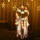 Circular Handmade Feather LED Dreamcatcher Hanging Household Decor Ornament