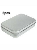 5PCS Small Rectangular Empty Metal Tins Storage Hinged Box Kit Container Storage