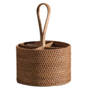 Hand-Woven Wicker Straw Storage Basket Portable Four Compartment Classifica