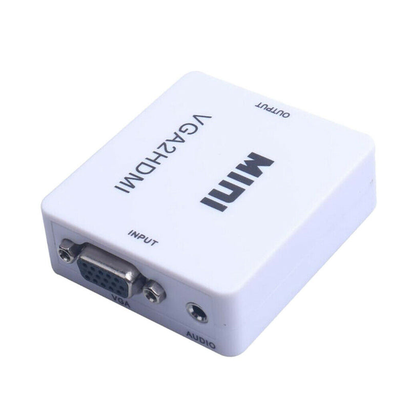 Mini VGA To HDMI Converter With Audio VGA2HDMI Video Box Adapter White