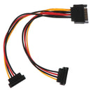 90 degree SATA 15-Pin Male to 2 x 15P Female Y Splitter Adapter Power Cable Dz