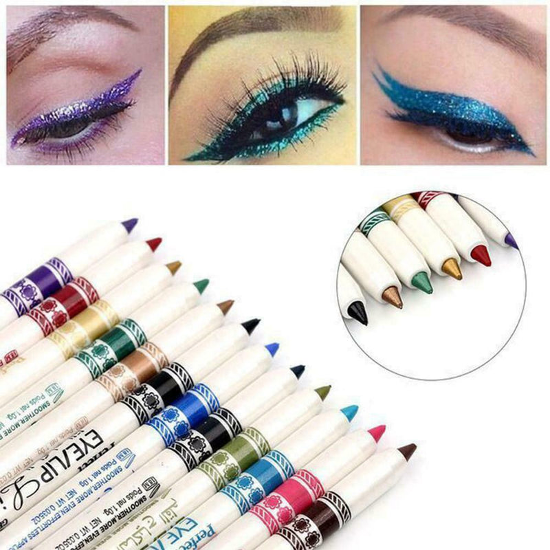 12 Pcs Professional Cosmetic Makeup Eyeliner Eye / Pencil Liner Lip Glitter Z5B0