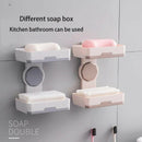 Double Layers Powerful Suction Cup Soap Dish Holder Wall Mounted for Bathro