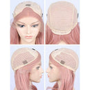 Fashion Pink Wig Glueless Long Natural Wavy Middle Part Synthetic Wigs For  U8S6