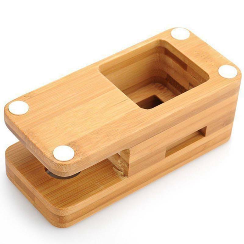 Cell Phone Charger Dock with Watch Bamboo Holder Desk Charging Stand B8C1