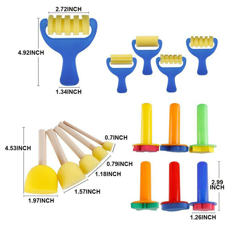 Early Learning Mini Flower Sponge Painting Brushes Craft Brushes Set for Ki D1Q1