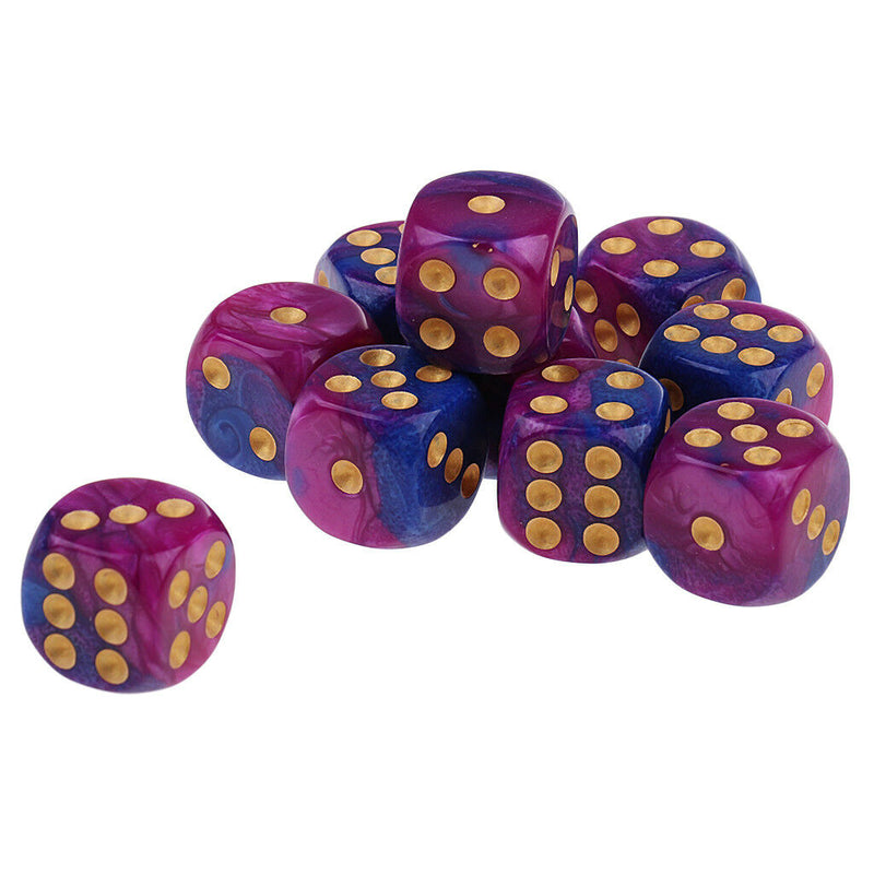 10Pc Purple Blue Six Sided D6 Dice Die for Dungeons & Dragons Role Play Accs