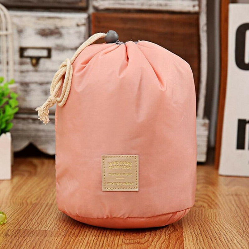 Nylon Drawstring Travel Cosmetic Bag Makeup Organizer Toiletry Bags (Pink) A