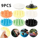 9Pcs 5'' 125mm Buffing Polishing Sponge Pad w/ Drill Adapter for Car Polisher #