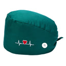 3PCS Women's Scrub Cap Working Hat with Buttons Turban Cotton Bouffant Hat