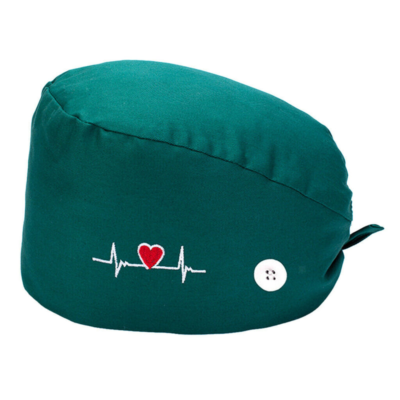 3PCS Women's Scrub Cap Working Hat with Buttons Turban Cotton Bouffant Hat