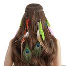 Women Girl BOHO Colorful Feather Peacock Hair head band Headband Prop