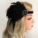 Womens Feather Headband Gatsby 20s Flapper Beaded Fascinator Wedding Bridal