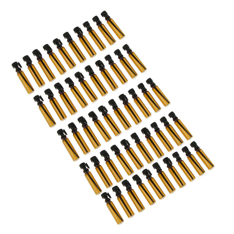 50Pcs Mini Amber Glass Bottles 1ml