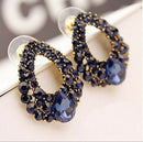 New Elegant Navy Blue Crystal Rhinestone Dangle Water Drop Stud Earrings Fashion