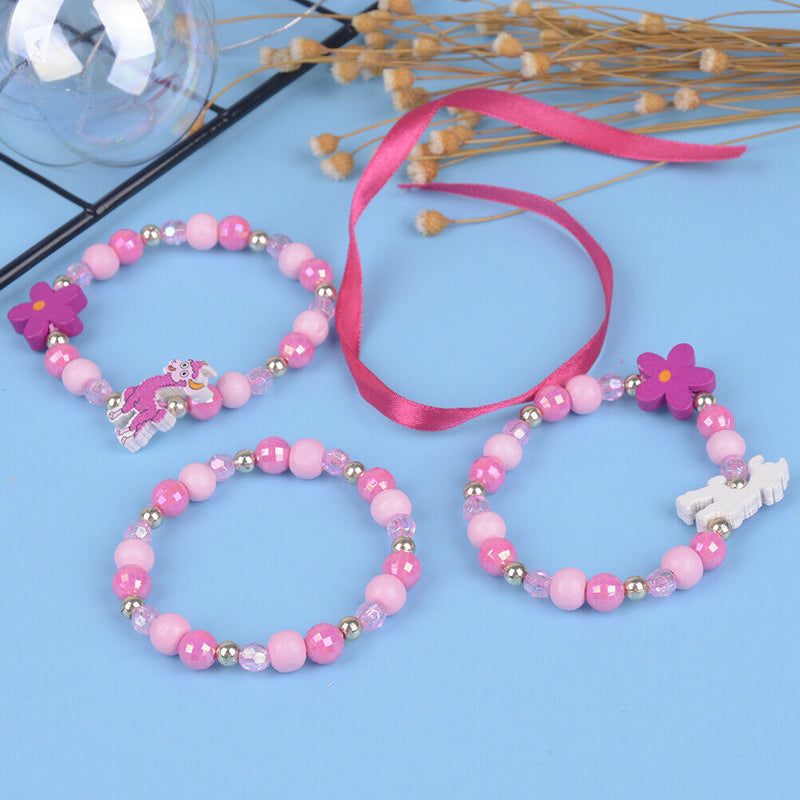 1 Set/3Pcs Cartoon sheep wood beads girls jewelry set kids children bracel3C