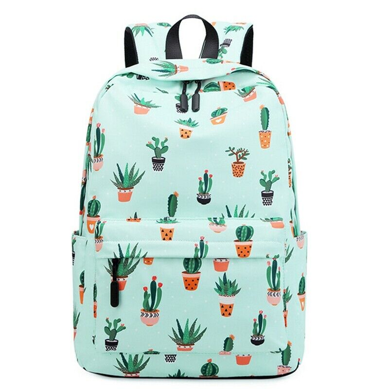 Waterproof Fairy Ball Plant Printing Backpack Women Cactus Bookbag Cute Sch F1O6