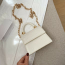 Women Mini Shoulder Bag Alligator PU Tote Chain Crossbody Pouch (White)