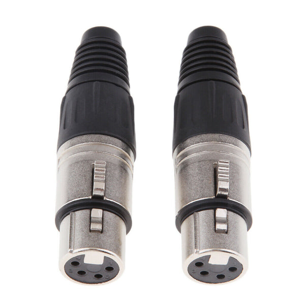 2x Metal 4Pin XLR Female Cable Connector for Pro Microphones
