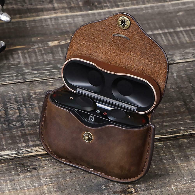 Crazy Horse Leather Headphones Protective Case for Sony WF-1000XM3 Accessories