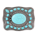 Western Flower Turquoise Stone Belt Buckle Square Shaped Replacement Buckle