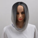 Black Grey Ombre Hair Straight Bob Wigs Synthetic Hair Short Party Hair Cos