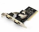 PCI to 2 Ports COM 9 Pin Serial Series RS232 Card Adapter Win 7 VISTA XP FT
