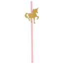 25xGold Unicorn Pink Sipping Straw 20xCake Topper Girls Birthday Party Decor