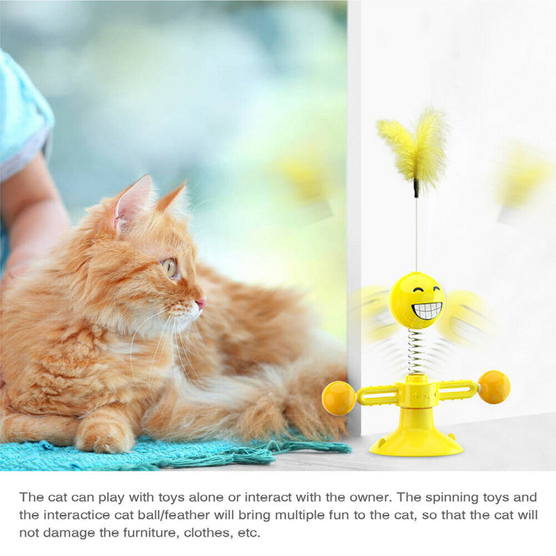 Funny Spring Suction Cup Cat Toys Elastic Feathers Cat Stick Pet Supplies