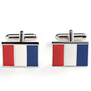 Pair 2 wedding shirt cufflinks man brass plate France flag S9C6