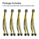 (5-pack) PCI-E 8-pin to 2x 6+2-pin Power Splitter Cable PCIE PCI Express 5X K9I9