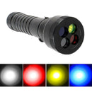 LED Flashlight Signal Torch 4-Color Light Rechargeable Lantern Fishing