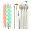 20pcs UV Gel Powder Polish Nail Art Pen Brush For Flat Fine Drawing Nail Designs