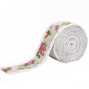 Rose Pattern Jute Burlap Rolls Hessian Ribbon with Trims Tape for Wedding