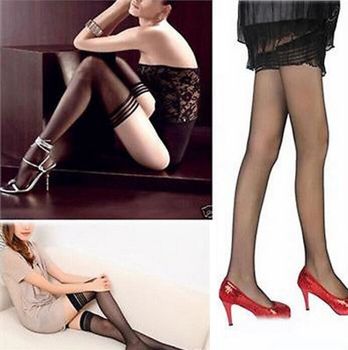 Hot Fancy Women Sexy Black Lace Top Stay Up Fitness Thigh-Highs Tights Stocking.