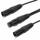 3 Pin XLR Female Jack to Dual 2 Male Plug Y Splitter Cable Adaptor Cord 1Ft
