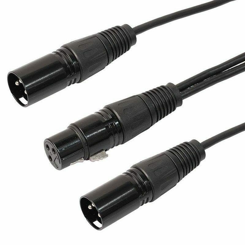 3 Pin XLR Female Jack to Dual 2 Male Plug Y Splitter Cable Adaptor Cord 1Ft
